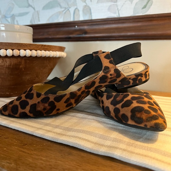 Jessica Simpson Shoes - JESSICA SIMPSON Womens Leopard Slingback Pointed Toe Slip On Flats Size 7.5